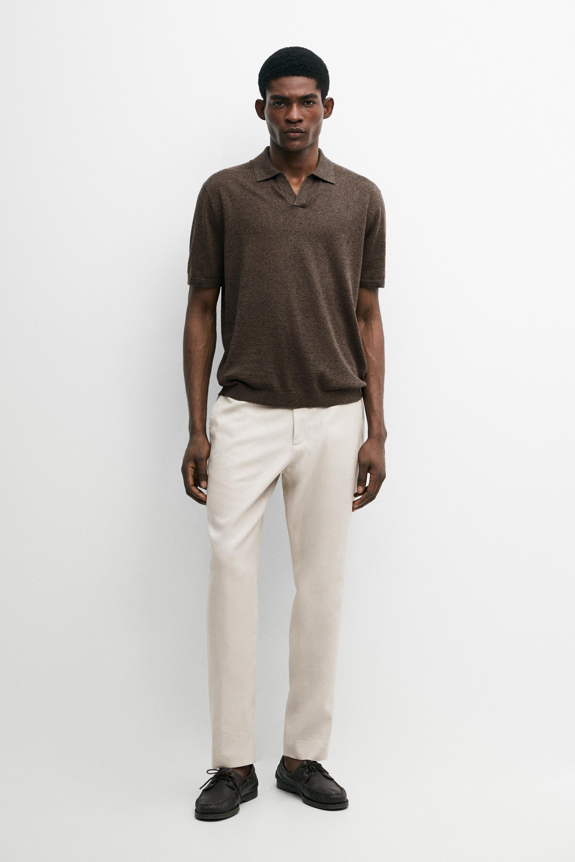 Pantalon tapered fit lin